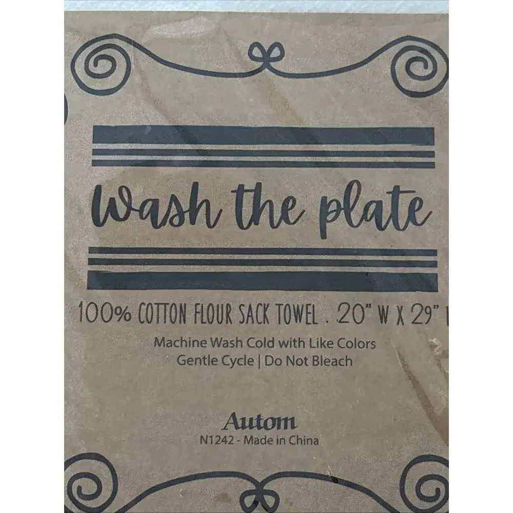 Wash the Plate Tea Towel 20x29” Mother Teresa Set of 2 Brand New 100% Cotton